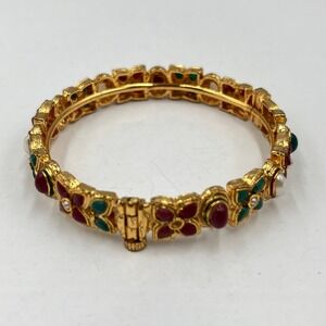 Vintage Gold Tone Double Band Open Cuff Bracelet Minimalist Stackable Bangle